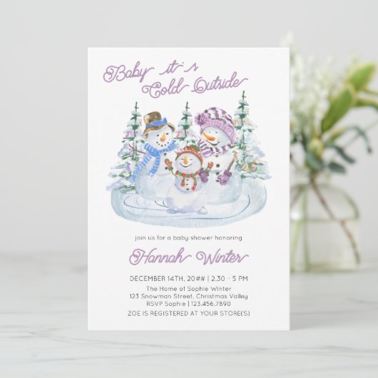 Baby es ist Cold Outside Jolly Snowman Baby Shower Einladung (Stehend Vorderseite)