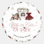 Baby es ist Cold Outside Moderne Babydusche Runder Aufkleber (Vorderseite)