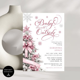 Baby es ist Cold Outside Pink Weihnachtsdusche Einladung