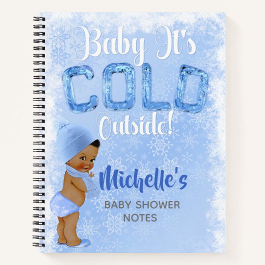 Baby Es ist Cold Snowflake Blue Ethnic Boy Dusche Notizblock (Vorderseite)