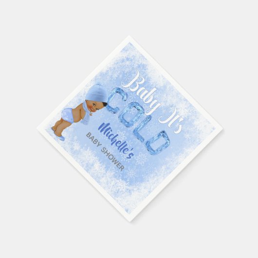 Baby Es ist Cold Snowflake Blue Ethnic Boy Dusche Serviette (Ecke)