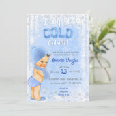 Baby Es ist Cold Snowflake Icy Blue Boy Dusche Einladung (Stehend Vorderseite)