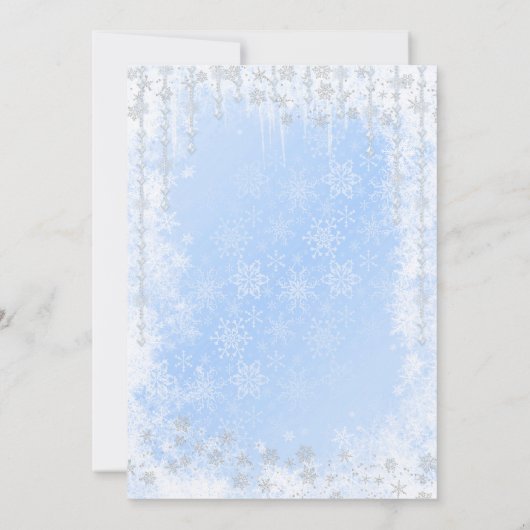Baby Es ist Cold Snowflake Icy Blue Boy Dusche Einladung (Rückseite)
