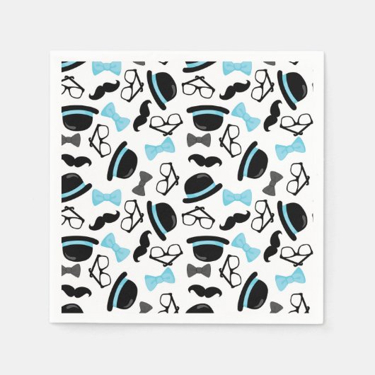 Baby Es ist ein Boy Blue Mustache Kleiner Mann Serviette (Vorderseite)