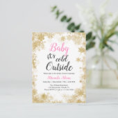 Baby es ist kalt außerhalb Baby Girl Baby Shower Einladungspostkarte (Stehend Vorderseite)
