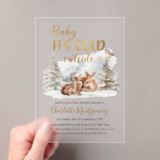 Baby es ist kalt außerhalb der Deer Forest Baby Du Acryleinladungen (Insitu (Handheld))