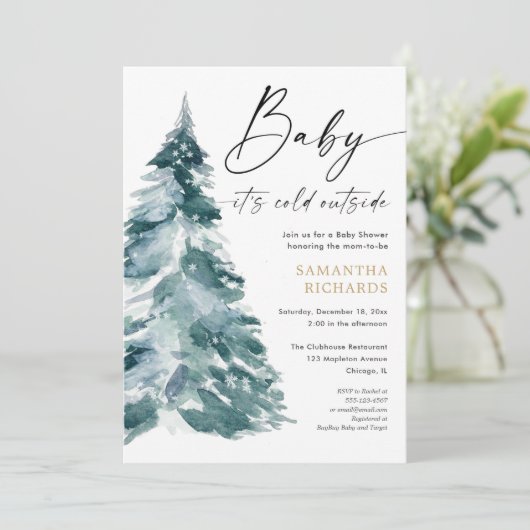Baby es ist kalt außerhalb des modernen kalligraph einladung (Stehend Vorderseite)