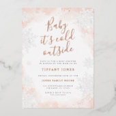 Baby es ist kalt außerhalb Pink Baby Dusche Folieneinladung (Vorderseite)