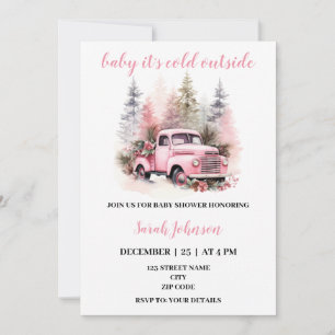 Baby es ist kalt außerhalb rosa LKW Babydusche Einladung