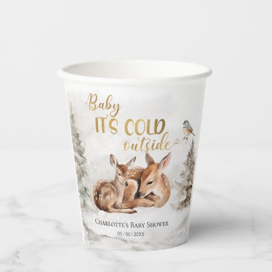 Baby es ist kalt außerhalb von Forest Deer Baby Sh Pappbecher (Vorderseite)