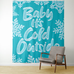 Baby Es ist kalt draußen Aqua Aquamarin Frozen Wei Wandteppich