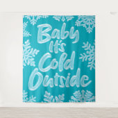 Baby Es ist kalt draußen Aqua Aquamarin Frozen Wei Wandteppich (Vorderseite)