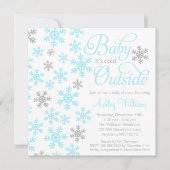 Baby Es ist kalt draußen Aqua Gray Baby Dusche Einladung (Vorderseite)