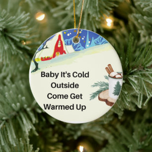 Baby es ist kalt draußen auf einem keramik ornament