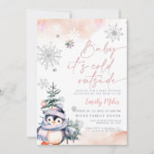 Baby es ist kalt draußen, Baby Dusche Winter Pingu Einladung (Vorderseite)