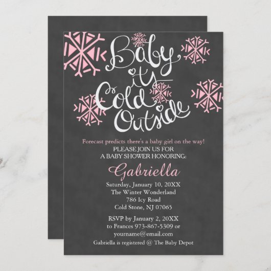 Baby Es ist kalt draußen Baby Girl Dusche Einladun Einladung (Vorne/Hinten)