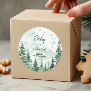 Baby, es ist kalt draußen Baby Shower Runder Aufkleber