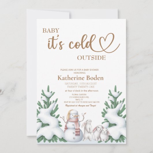 Baby es ist kalt draußen Babydusche Einladung (Vorderseite)