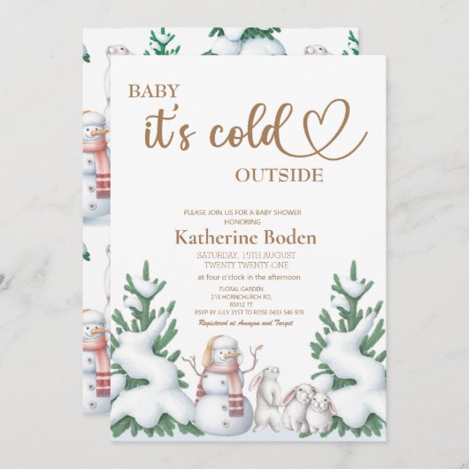 Baby es ist kalt draußen Babydusche Einladung (Vorne/Hinten)