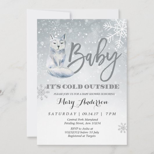 Baby es ist kalt draußen Babydusche Einladung (Vorderseite)