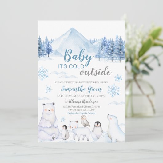 Baby Es ist kalt draußen Babydusche Einladung (Stehend Vorderseite)