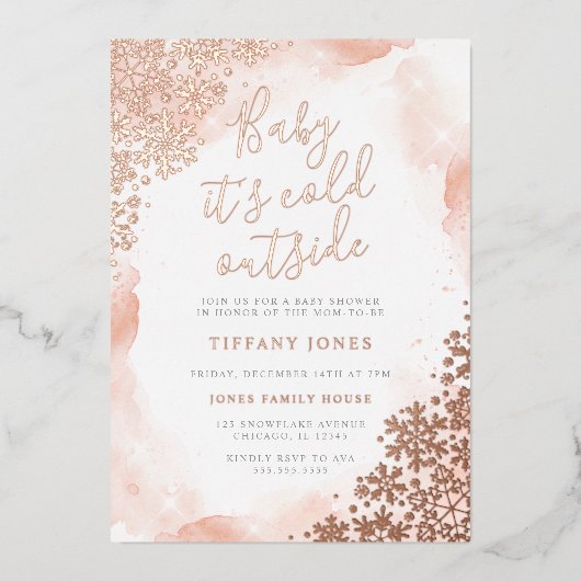 Baby es ist kalt draußen Babydusche Folieneinladung (Vorderseite)