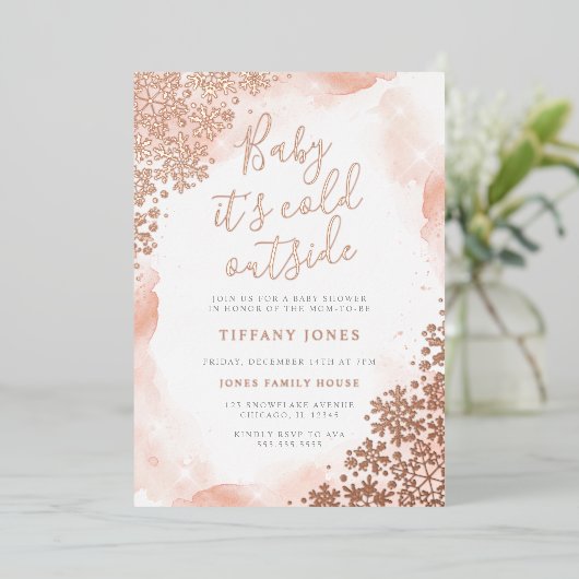 Baby es ist kalt draußen Babydusche Folieneinladung (Stehend vorne)