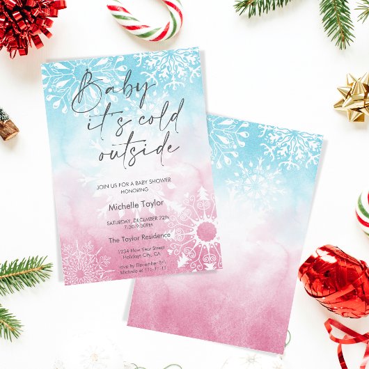 Baby es ist kalt draußen Babydusche Schneeflocke i Einladung