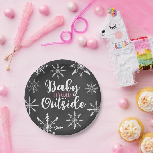 Baby Es ist kalt draußen Babydusche Schneeflocke R Pappteller (Party)