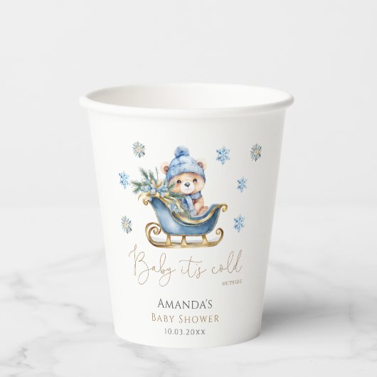 Baby Es ist kalt draußen Bärendusche Pappbecher (Vorderseite)