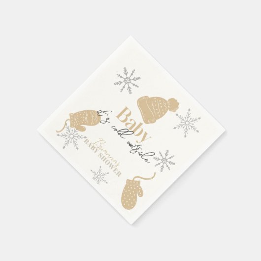 Baby Es ist kalt draußen Beige Beanie Baby Dusche Serviette (Ecke)