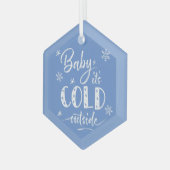 Baby Es ist kalt draußen blau Ornament Aus Glas (Vorderseite Links)