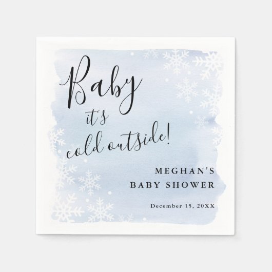 Baby Es ist kalt draußen blau Personalisiert Serviette (Vorderseite)