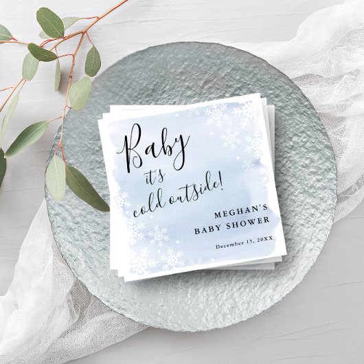 Baby Es ist kalt draußen blau Personalisiert Serviette