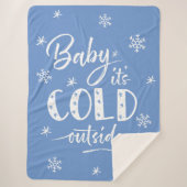 Baby Es ist kalt draußen blau Sherpadecke (Vorderseite)