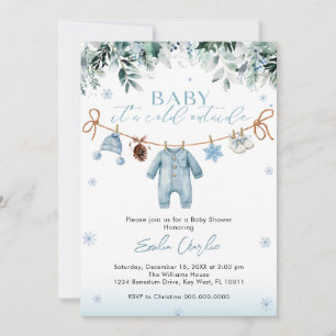 Baby, es ist kalt draußen, blaue Kleidung, Babypar Einladung