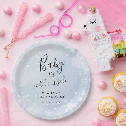 Baby Es ist kalt draußen Blue Baby Dusche Pappteller (Party)