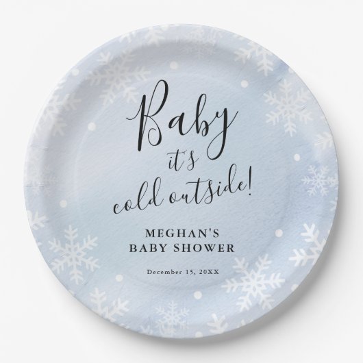 Baby Es ist kalt draußen Blue Baby Dusche Pappteller (Vorderseite)