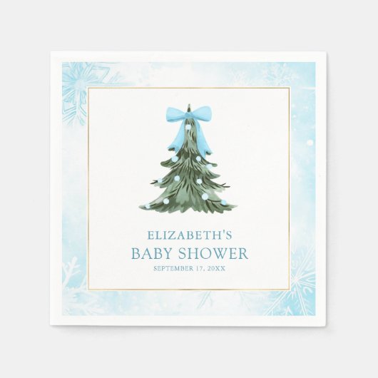 Baby Es ist kalt draußen Blue Bow Baby Dusche Serviette (Vorderseite)