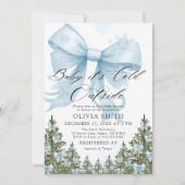 Baby Es ist kalt draußen Blue Bow Winter Baby Dusc Einladung (Vorderseite)