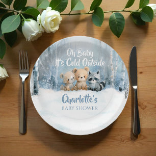 Baby, es ist kalt draußen Blue Forest Baby Shower  Pappteller