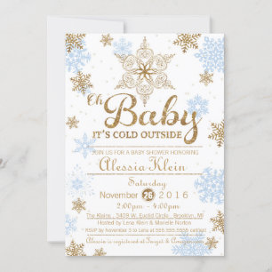 Baby Es ist kalt draußen, Blue Gold Baby Dusche Einladung