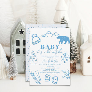 Baby Es ist kalt draußen Blue Ski Baby Dusche Einladung