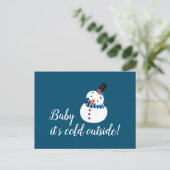 Baby Es ist kalt draußen, Blue Snowman Postkarte (Stehend Vorderseite)