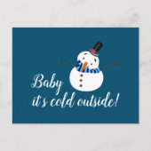 Baby Es ist kalt draußen, Blue Snowman Postkarte (Vorderseite)