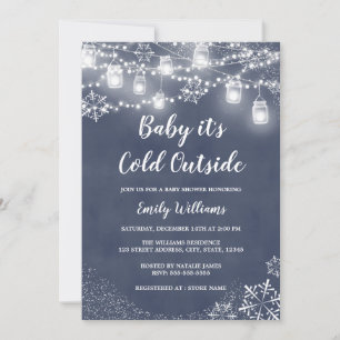 Baby es ist kalt draußen Blue Winter Baby Dusche Einladung