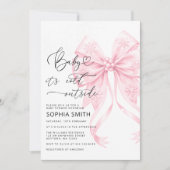 Baby es ist kalt draußen Blush Pink Bow Baby Dusch Einladung (Vorderseite)