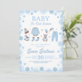 Baby Es ist kalt draußen Dusche Blue Boys Winter Einladung (Stehend Vorderseite)