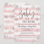 Baby Es ist kalt draußen Dusche Einladung Mädchen  (Vorne/Hinten)