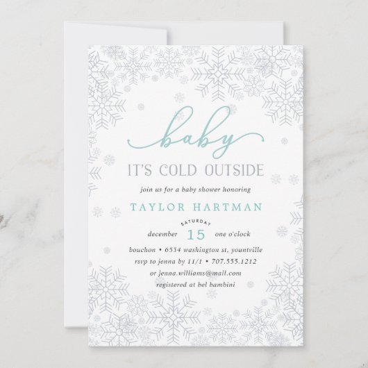 Baby Es ist kalt draußen | Einladung der Babydusch (Vorderseite)